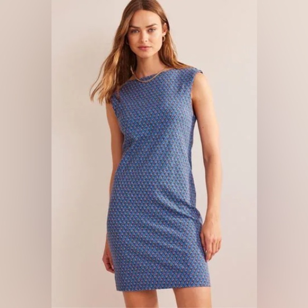 Boden Floral Sleeveless Jersey Shift‎ Dress Sheath Mini Open Back Short